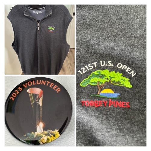 $79.50 2021 USGA 121st U.S. OPEN MEN’S LARGE / GRAY 1/4 ZIP VEST (BERMUDA SANDS) - EUC!