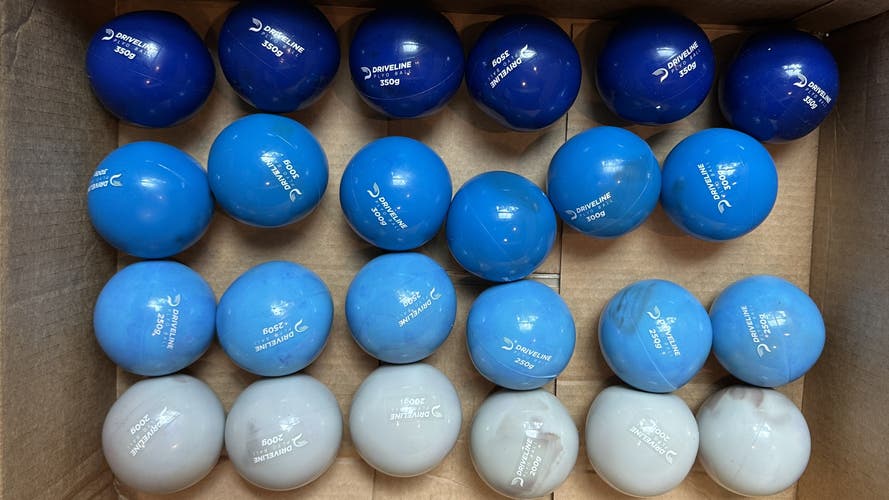 Driveline Hitting PlyoCare® Balls – 6 Sets (24 Balls, 200g–350g) – Used