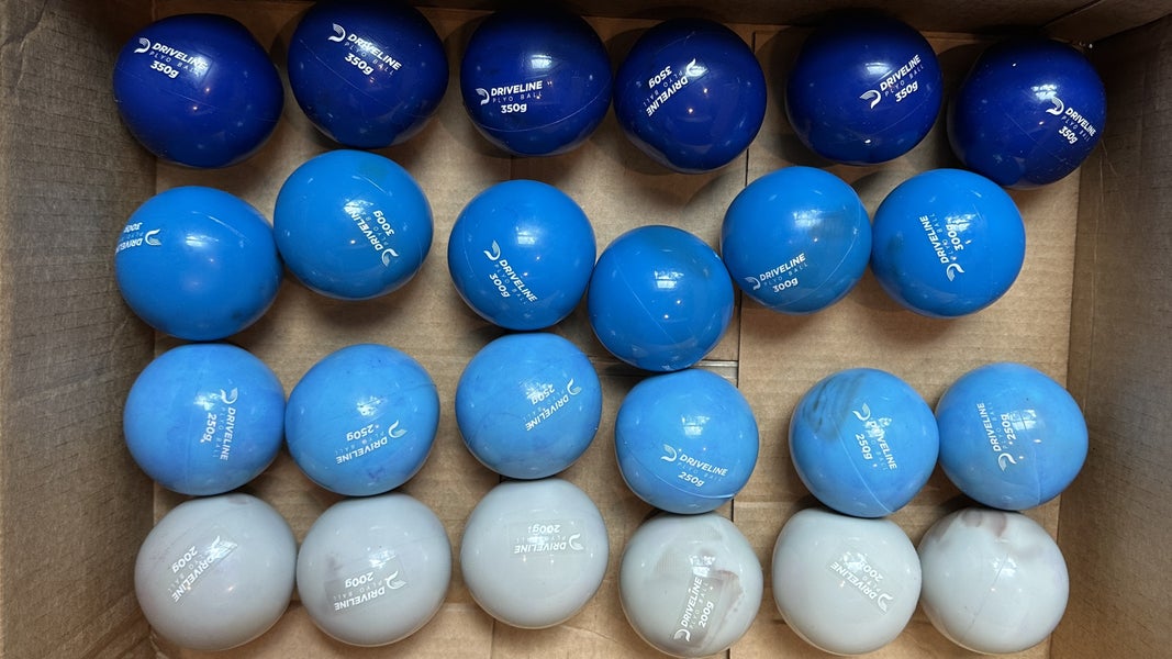 Driveline Hitting PlyoCare® Balls – 6 Sets (24 Balls, 200g–350g) – Used