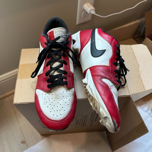 Nike Men's Jordan 1 Retro MCS Baseball Cleats - Red / Black - Size 12 - Used