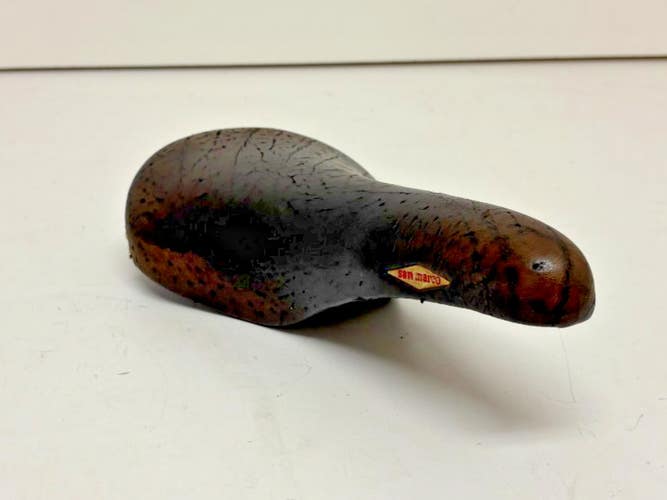 Vintage Selle San Marco Rolls Dark Brown Leather Bike Saddle Seat GREAT