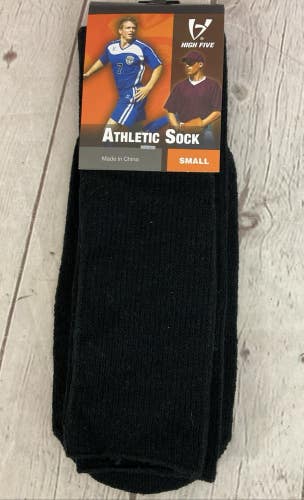 High Five 28030 Adult's Cushioned Athletic Tube Socks Black Small 18"