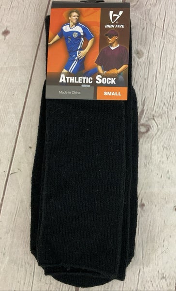 High Five 28030 Adult's Cushioned Athletic Tube Socks Black Small 18"