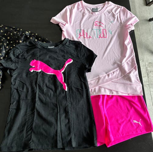 10/12 Girls Puma Shirts & Athletic Shorts, (pre-owned excellent condition, never worn,no tags)