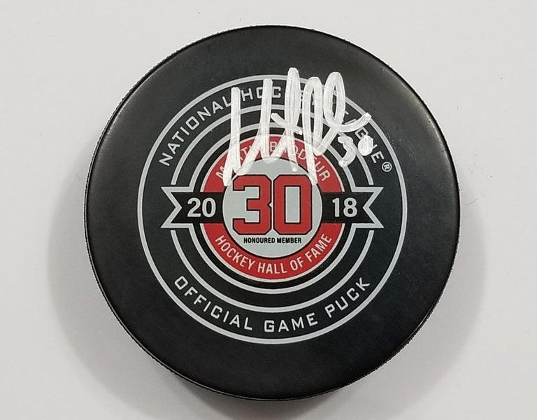 MARTIN BRODEUR NJ Devils AUTOGRAPHED Hockey Hall of Fame Night Game Puck Signed