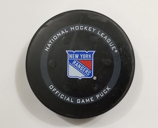2022 New York Rangers Playoffs NHL Game Used Hockey Puck with Tracking Sensors