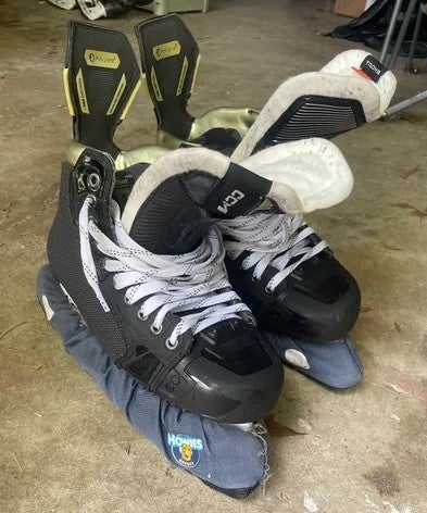CCM AS-V Pro Hockey Skates Size 7 Wide - Shot Blockers and 2 Pairs of Black Step Steel Included