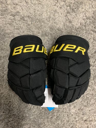 Bauer Supreme Mach Pro Stock Hockey Gloves 14" Canucks Skate Logo Black/Yellow