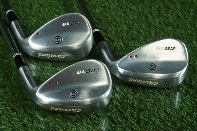 CLEVELAND CG10 WEDGES SET CHROME GW,SW,LW DYNAMIC GOLD WEDGE FLEX RH 52,56,60