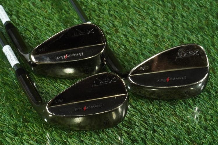 POWER BILT XRT WEDGES SET BLACK NICKEL APOLLO STEEL REGULAR FLEX 56,60,64 RH