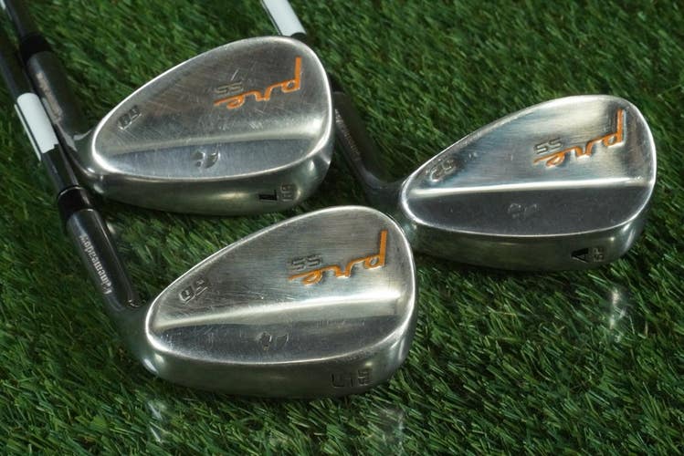 PINEMEADOW PRE SS WEDGES SET AW,SW,LW PREMIUM STEEL STIFF RH 52,56,60 +1/2"