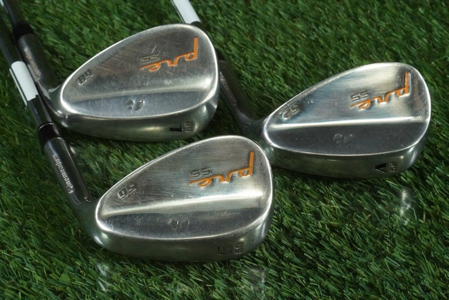 PINEMEADOW PRE SS WEDGES SET AW,SW,LW PREMIUM STEEL STIFF RH 52,56,60 +1/2"