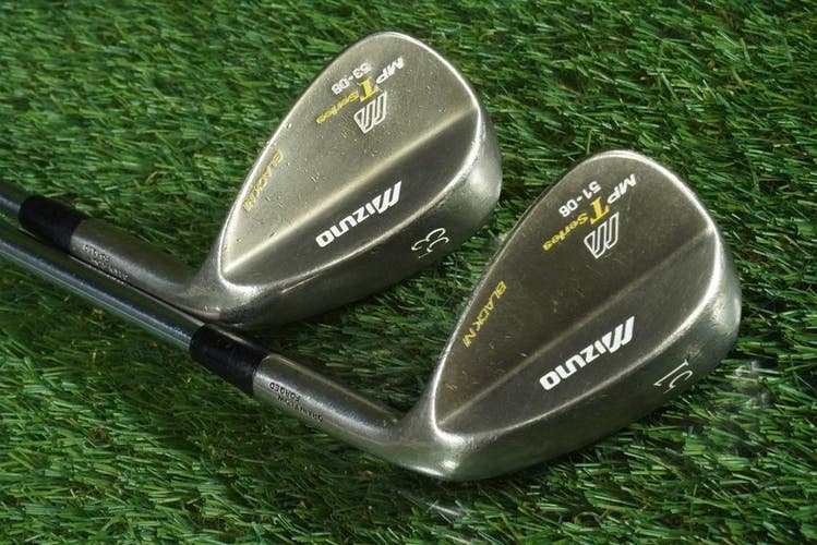 MIZUNO MP T SERIES WEDGES SET BLACK NI STEEL SHAFT RH 51 6 ,53 8 ~ LOOK!!