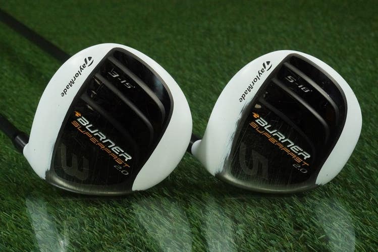 TAYLORMADE BURNER SUPERFAST 2.0 WOODS SET 3W + 5W REAX 4.8 REGULAR RH 15,18
