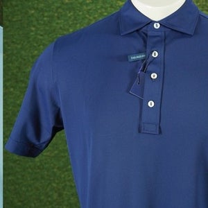 (3) PETER MILLAR SOUL PERFORMANCE MESH GOLF POLOS MENS NAVY AQUA VALENCIA MEDIUM