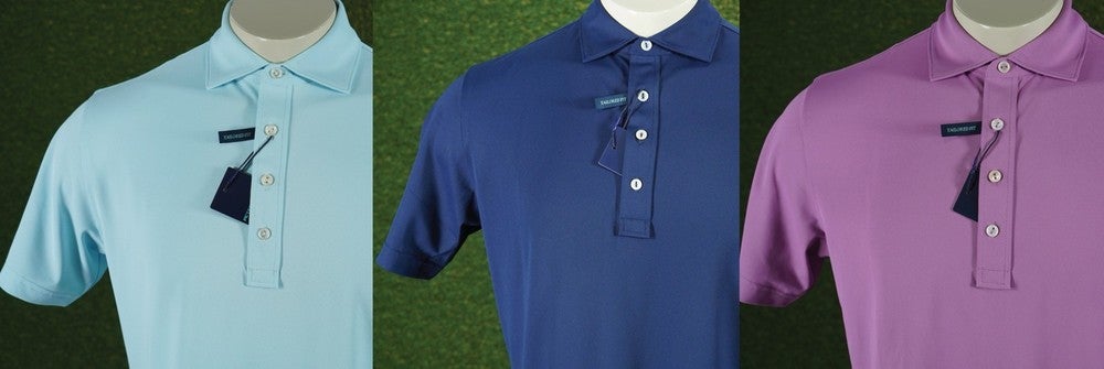 (3) PETER MILLAR SOUL PERFORMANCE MESH GOLF POLOS MENS NAVY AQUA VALENCIA MEDIUM