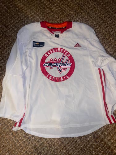 Washington Capitals Adidas Training Camp Worn Practice Jersey Simon Motew Sz 58