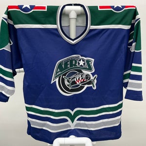 Houston Aeros Vintage Bauer Hockey Jersey Blue Large