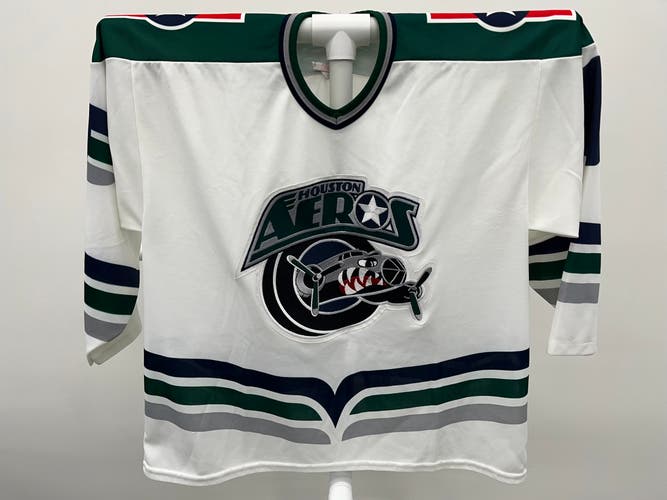 Houston Aeros Vintage Bauer Hockey Jersey White Large