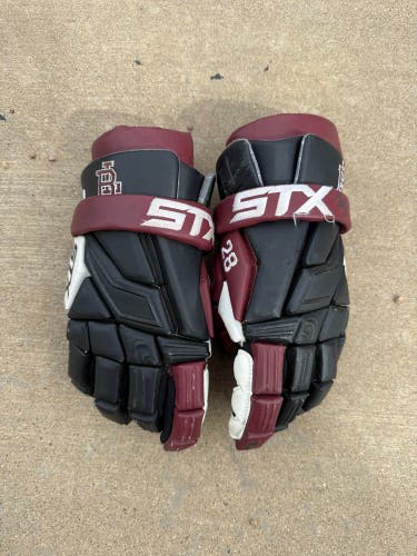 Boys Latin high school STX Cell III Lacrosse Gloves number 28