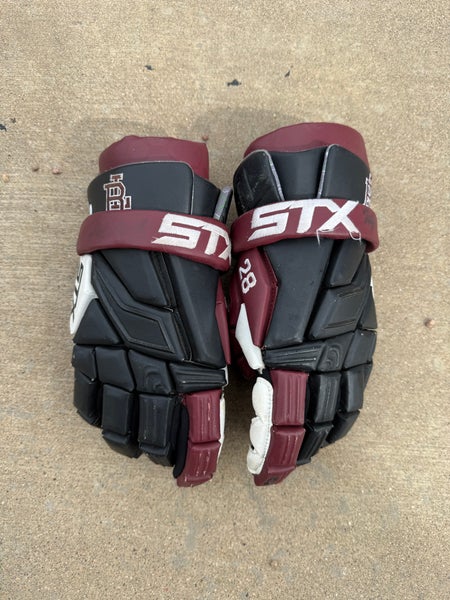 Boys Latin high school STX Cell III Lacrosse Gloves number 28