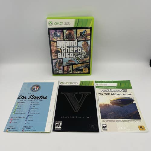 Grand Theft Auto V (Microsoft Xbox 360, 2013) CIB W/Map And Manual Tested