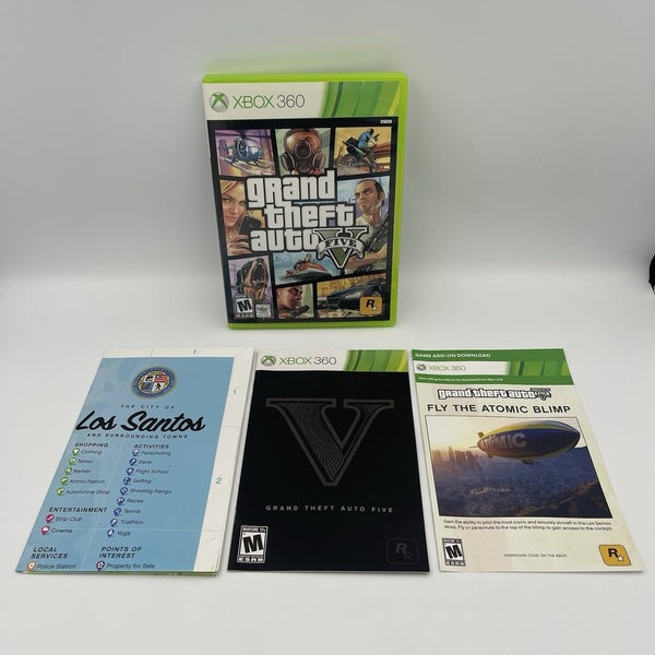 Grand Theft Auto V (Microsoft Xbox 360, 2013) CIB W/Map And Manual Tested