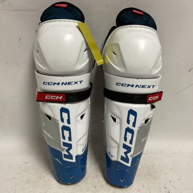Used CCM NEXT Junior Shin Guards White/Royal/Red 12" 11855-S000191741