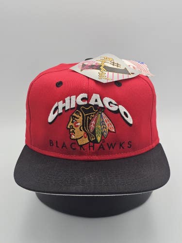 NEW Vintage Chicago Blackhawks #1 Apparel NHL Hockey Sports USA Hat Vtg Snapback