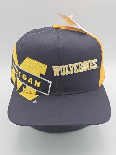 NEW Vintage Michigan Wolverines NCAA Twins Enterprise Big Logo Hat Cap Snapback