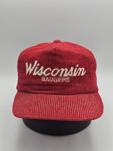 Vintage Wisconsin Badgers Sports Specialties NCAA Corduroy Script Zipperback Hat