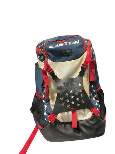Used Easton RED/WHT/BLUE BACKPACK BB/SB Player Carry Bag White/Royal/Red 11834-S000039013