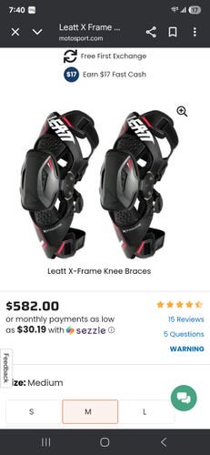 Leatt X-Frame Knee Braces Medium (Like New)