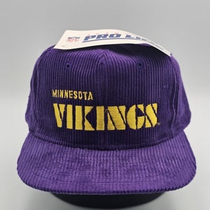 Vintage NEW Minnesota Vikings AJD Pro Line NFL Sports Corduroy Hat Vtg Snapback