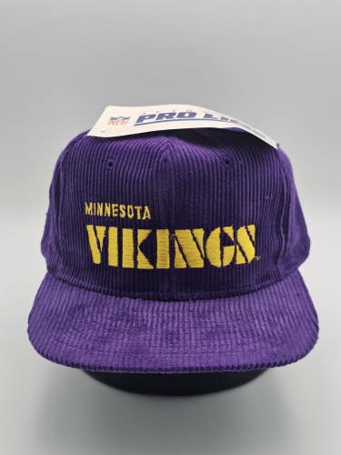 Vintage NEW Minnesota Vikings AJD Pro Line NFL Sports Corduroy Hat Vtg Snapback
