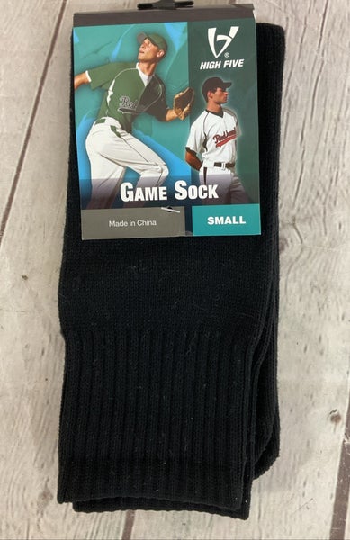 High Five 19810 Cushioned Baseball Tube Game Socks Black Small 15"