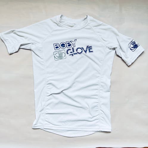 Body Glove Junior's Basic Short Sleeve Rashguard shirt UVP50 white size 10