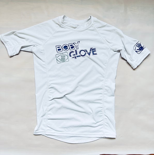 Body Glove Junior's Basic Short Sleeve Rashguard shirt UVP50 white size 10