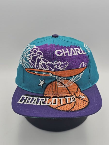 Vintage Rare Charolette Hornets Big Logo Sports Vtg Basketball Hat Cap Snapback