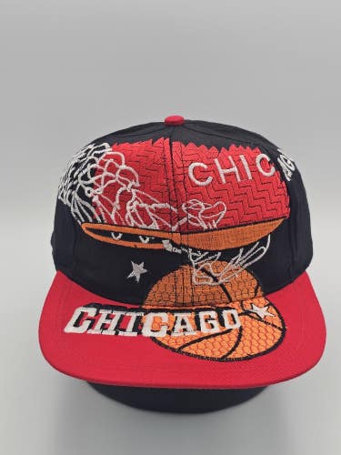 Vintage Chicago Bulls Basketball Sports Big Logo Hat Cap Vtg Snapback