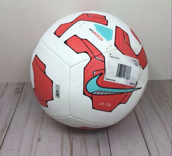 Nike Pitch Size 5 Soccer Ball White Red Blue (New)