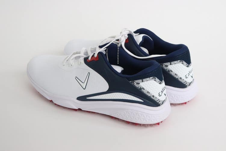 BRAND NEW Callaway Men's Golf Shoes Size 11.5 White Navy Red CG410WBD Spiked