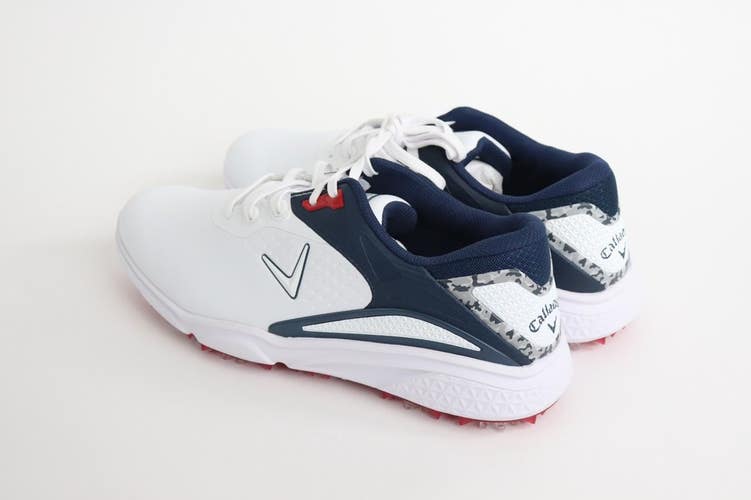 BRAND NEW Callaway Men's Golf Shoes Size 10 White Navy Red CG410WBD Spiked