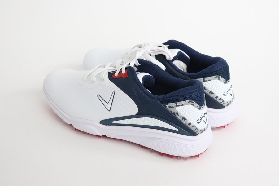 BRAND NEW Callaway Men's Golf Shoes Size 10 White Navy Red CG410WBD Spiked