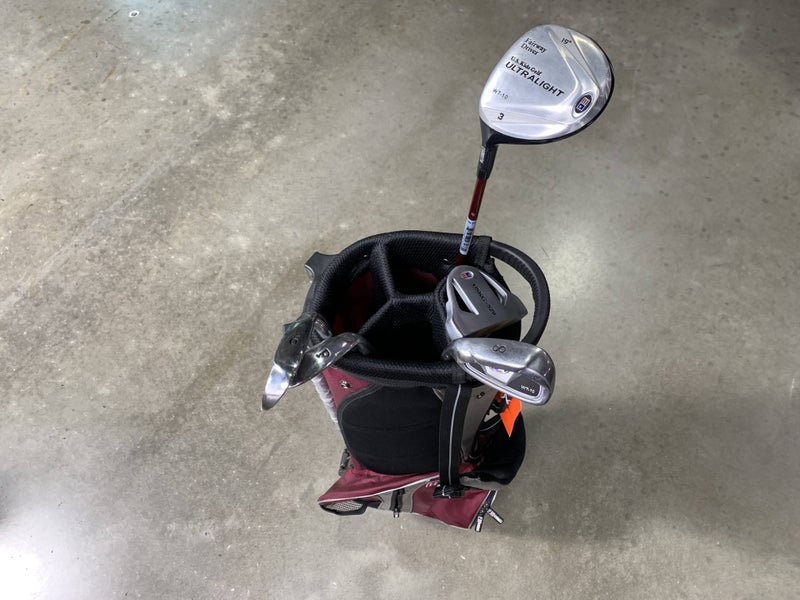 U.S. Kids Golf Wt-10 Club Set 3W 6 & 8 PW Putter Red 60'' Junior LH +Bag