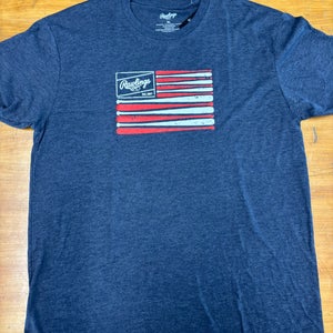 Rawlings Navy American Flag Bat T-Shirt (Adult XL)