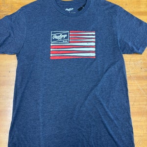 Rawlings Navy American Flag Bat T-Shirt (Adult L)