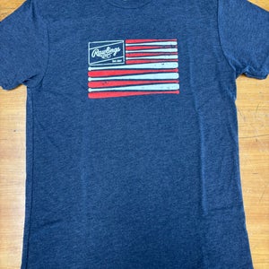 Rawlings Navy American Flag Bat T-Shirt (Adult M)