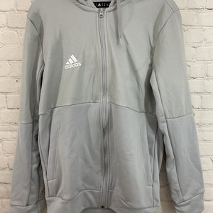 Adidas FQ0077 Adult 100% Polyester Full-Zip Hooded Track Jacket Light Grey Small