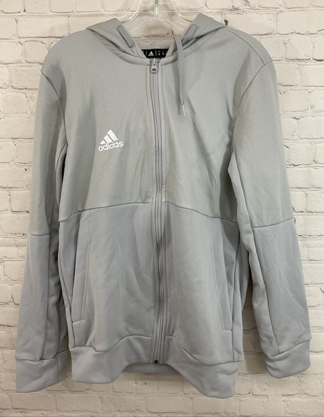Adidas FQ0077 Adult 100% Polyester Full-Zip Hooded Track Jacket Light Grey Small